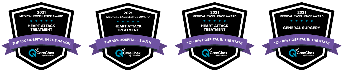 Whitfield Regional Hospital - 2021 CareChex Award Winner.

• Top 10% Hospital in the Nation for Heart Attack Treatment
• Top 10% Hospital in the South for Heart Attack Treatment
• Top 10% Hospital in the State in Medical Excellence for General Surgery and Heart Attack Treatment